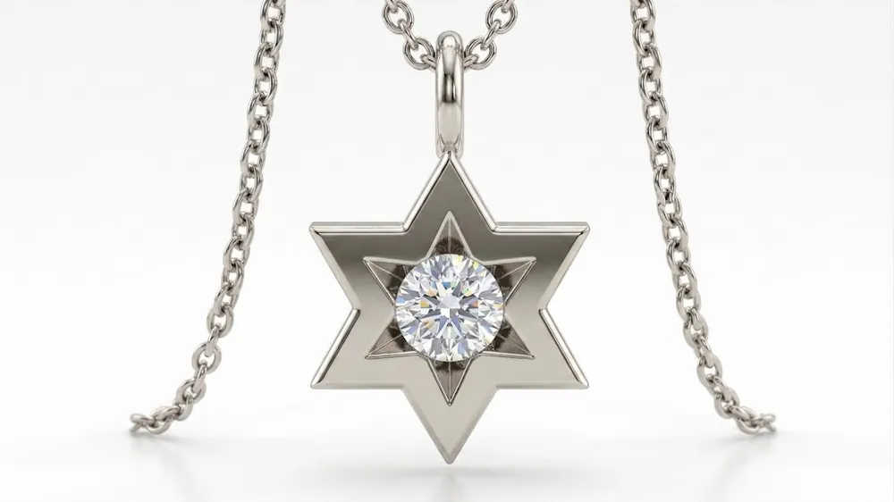 שרשרת יהלום טבעי STAR OF DAVID